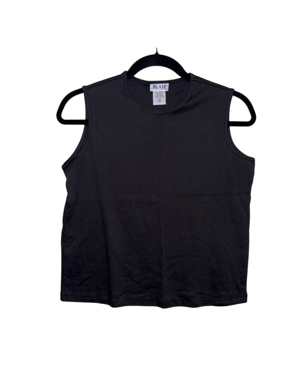 Blair Womens Black Sleeveless Tank Top Size L Cotton Blend Classic Style